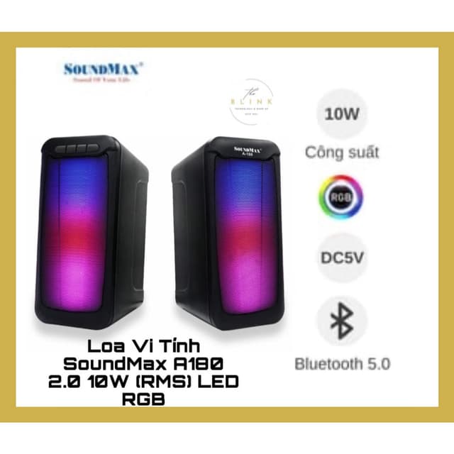 Loa Vi Tính SoundMax A180 2.0 10W (RMS) LED RGB / Jack 3.5mm / Bluetooth 5.0 - Hàng chính hãng - Ảnh 6
