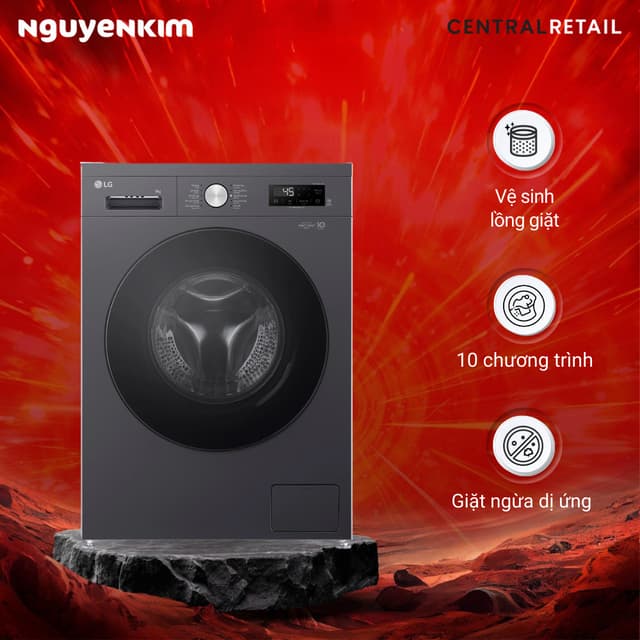 Máy giặt cửa trước LG Inverter 9 kg FB1209S5M - Ảnh 1