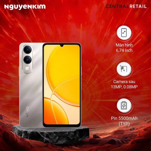 Điện thoại Vivo Y04 6GB/128GB Vàng Trắng (V2430) - Ảnh 4