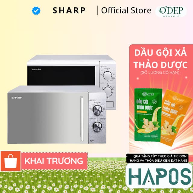 Lò vi sóng có nướng Sharp 20 lít 800W nướng 1000W, Chính hãng rã đông làm chín nhanh R-G222VN-S - HAPOS HEL - Ảnh 7