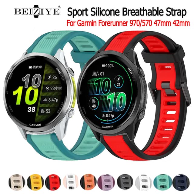 Beiziye Dây đeo silicon tháo lắp nhanh cho đồng hồ thông minh Garmin Forerunner 970/570 42mm 47mm Dây đeo thể thao bằng silicon - Ảnh 9