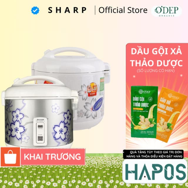 Nồi cơm điện nắp gài 1.8 lít Sharp Chính hãng, có khay hứng nước Sản xuất Thái Lan KS-N182ETV "SW" - HAPOS HEL - Ảnh 7