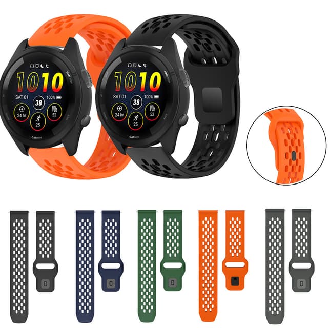 Thể Thao Lỗ Thoáng Khí Dây Đeo Đồng Hồ Cho Garmin Forerunner 255 255S 265 265 265S 645 245 245M 165 55 158 970 570 42mm 47mm Dây Đeo Silicon Nam Nữ Vòng Tay Dây Đeo Tay - Ảnh 9