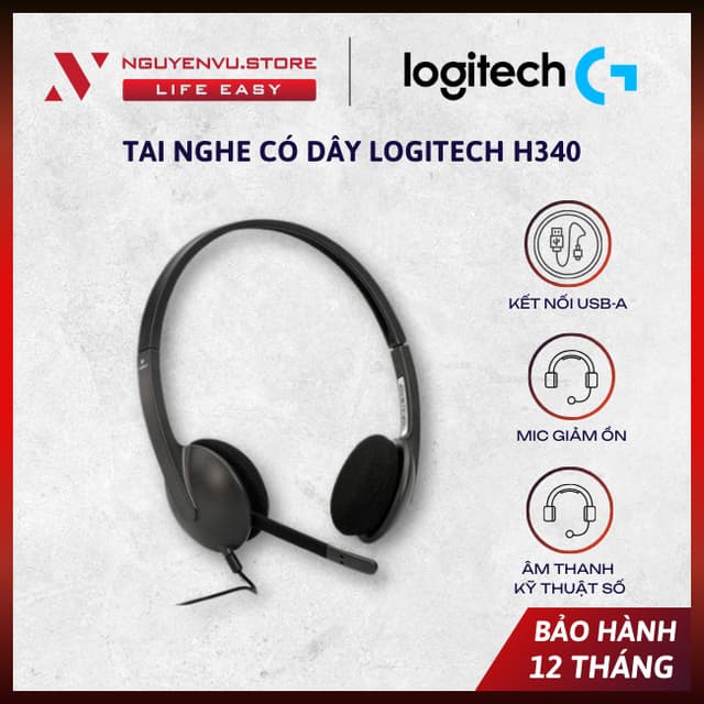 [CHÍNH HÃNG] Tai nghe có dây Logitech H340 - Mic giảm ồn, kết nối USB-A - [BẢO HÀNH 12 THÁNG] - Ảnh 3