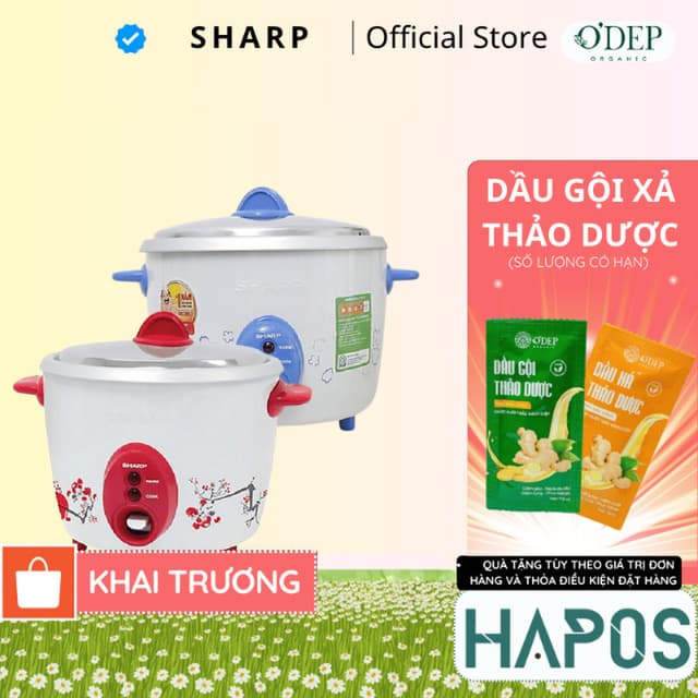 Nồi cơm nắp rời Sharp 1.8 Lít có xửng hấp 700W KSH-D19V - Không chống dính - Màu ngẫu nhiên - HAPOS HEL - Ảnh 4