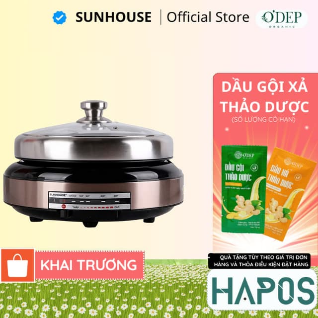 Nồi lẩu điện Sunhouse 4 Lít 1300W Chính hãng, Tặng chảo nướng điện, chống dính đa năng SHD4526 - HAPOS HEL - Ảnh 8