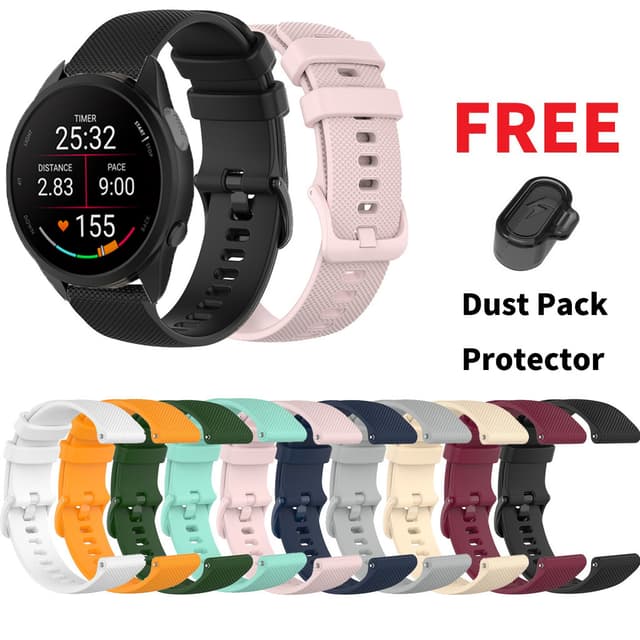 Dây đeo đồng hồ silicon 18mm 20mm 22mm cho Garmin Forerunner 165 Music 970 570 42mm 47mm 265 255 245 255S 265S 245M 645 645M 55 158 + Bảo vệ gói bụi silicon trong suốt - Ảnh 4