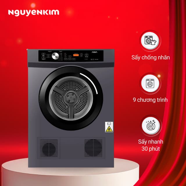 Máy sấy quần áo thông hơi Aqua 8 kg AQH-V800H.SS - Ảnh 3