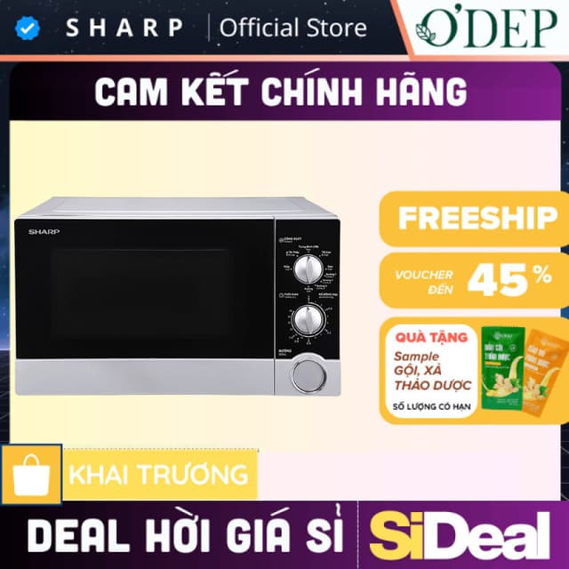 Lò vi sóng có nướng Sharp 23 lít Chính hãng công suất 800-1000W R-G302VN-S - SIDEAL SIA - Ảnh 10
