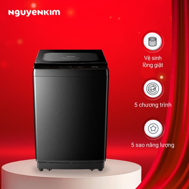 Máy giặt Sharp 12.5 kg ES-TM125CN-BK - Ảnh 6