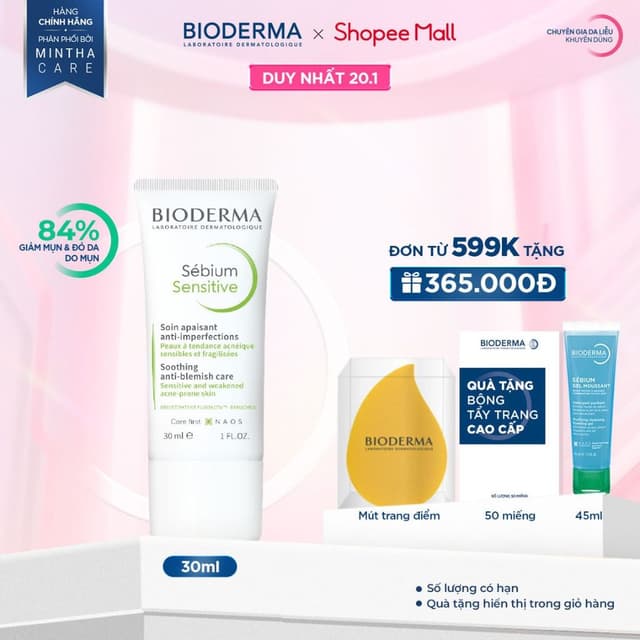 Kem dưỡng giảm mụn viêm nhạy cảm Bioderma Sebium Sensitive - 30 ml - Ảnh 8