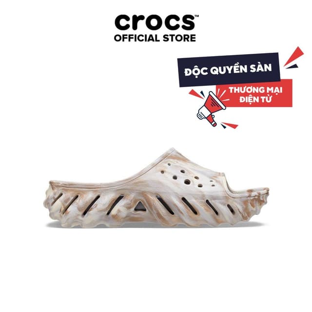 [SẢN PHẨM ĐỘC QUYỀN SÀN TMĐT]Dép Quai Ngang Unisex Crocs Echo Marbled - Bone - 208467-2Y3 - Ảnh 1