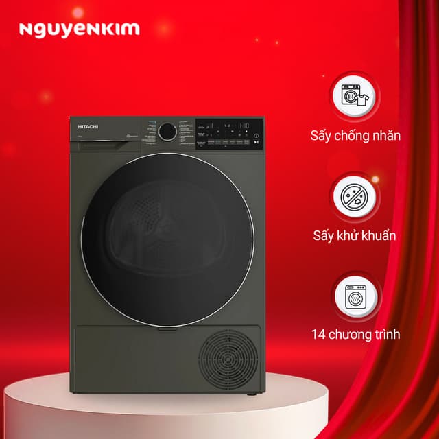 Máy sấy quần áo bơm nhiệt Hitachi Inverter 10 kg TD-100XFVEM - Ảnh 9