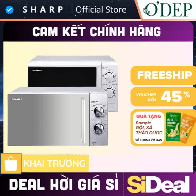 Lò vi sóng có nướng Sharp 20 lít Chính hãng, viba 700W nướng 1000W Microwave núm xoay cơ R-G222VN-S - SIDEAL SIA - Ảnh 8