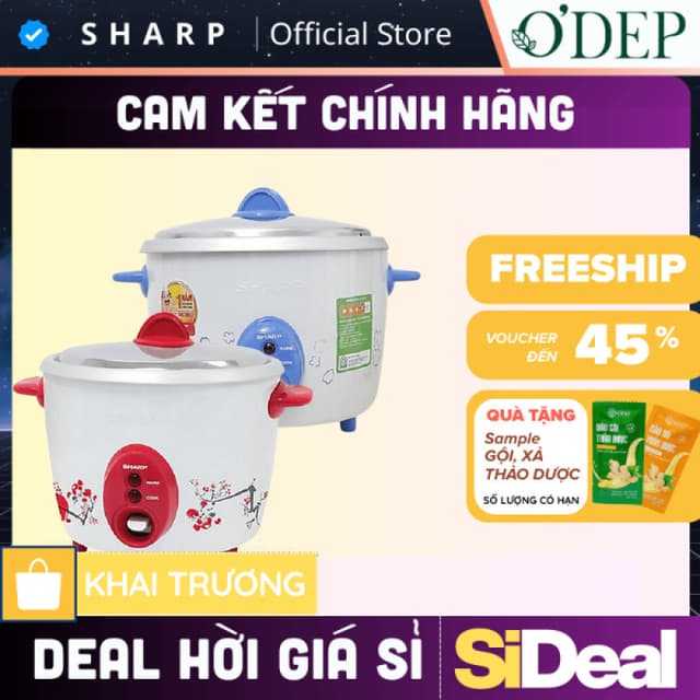 Nồi cơm nắp rời Sharp Chính hãng 1.8 Lít có xửng hấp 700W KSH-D19V - Không chống dính - Màu ngẫu nhiên - SIDEAL SIA - Ảnh 4