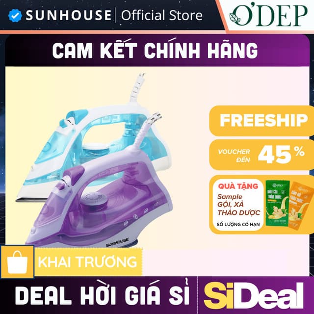 Bàn ủi hơi nước Sunhouse mini cầm tay 1600W Chính hãng, 5 chế độ mặt bàn là chống dính SHD2065 - SIDEAL SIA - Ảnh 11