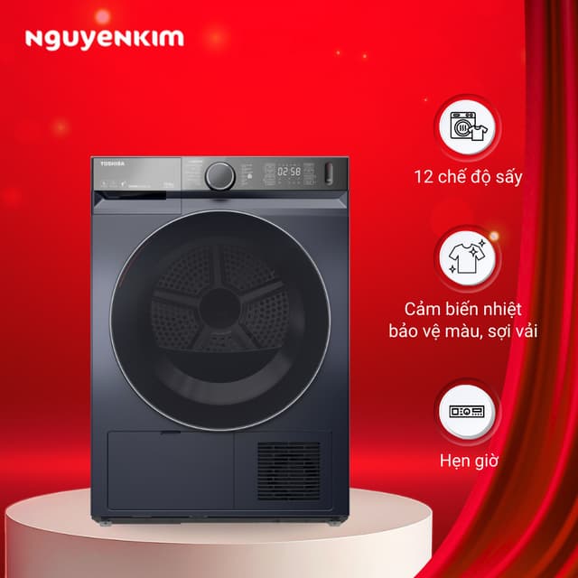 Máy sấy quần áo bơm nhiệt Toshiba Inverter 10 kg TD-BP110GHV(MG) - Ảnh 7