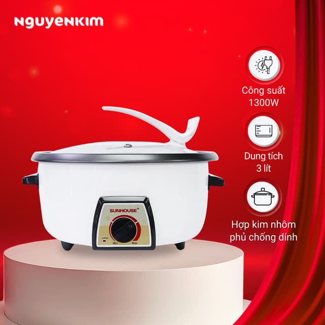 Nồi lẩu điện Sunhouse 3 lít SHD4521 - Ảnh 1
