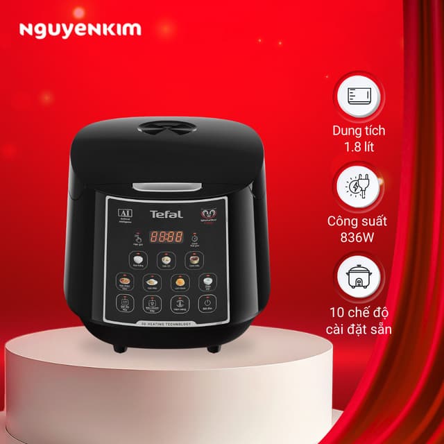 Nồi cơm điện tử Tefal 1.8 lít RK737868 - Ảnh 1