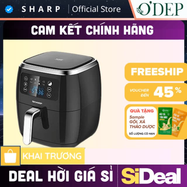 Nồi chiên không dầu Sharp KF-AF68EPV-BK Dung tích 6.8 lít  chính hãng - SIDEAL SIA - Ảnh 10