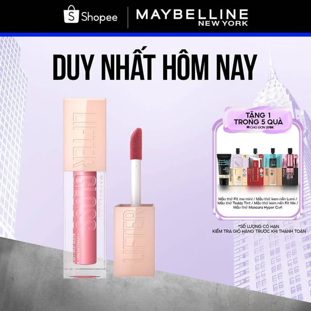 Son Bóng Lifter Gloss cho Đôi Môi Đầy Căng Mọng Kẹo cùng Hyaluronic Acid Maybelline New York 5.4ML - Ảnh 12