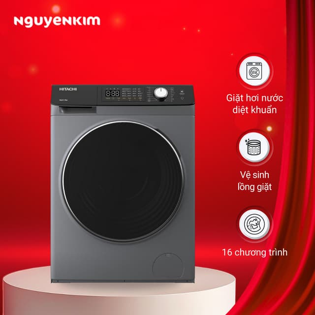 Máy giặt cửa trước Hitachi Inverter 9.5 kg BD-954HVOS - Ảnh 4