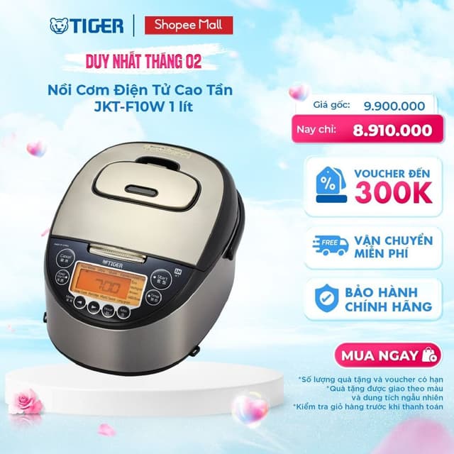 Nồi Cơm Điện Tử Cao Tần Tiger JKT-F10W 1 lít - Hàng chính hãng - Ảnh 4