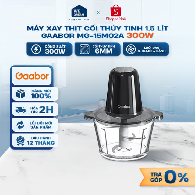 MG-15M02A - Máy Xay Thịt Gaabor MG-15M02A 350W 2 Lít, Cối Thủy Tinh - Hàng Chính Hãng, Mới 100% - Ảnh 2