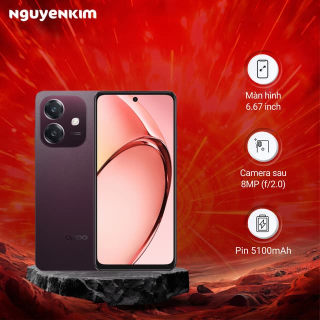 [Mới 2025] Điện thoại OPPO A5i 4GB/64GB (CPH2773) Đỏ Tinh Vân - Ảnh 1