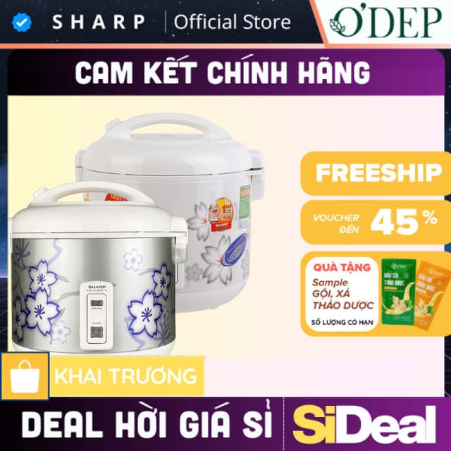 Nồi cơm điện nắp gài 1.8 lít Sharp Chính hãng, có khay hứng nước Sản xuất Thái Lan KS-N182ETV "SW" - SIDEAL SIA - Ảnh 8