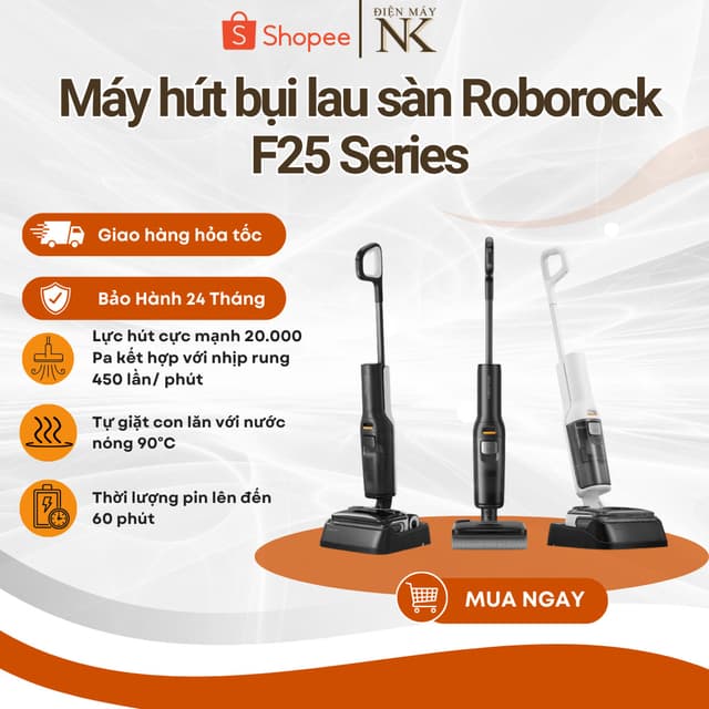Máy hút bụi lau nhà cầm tay Roborock F25 ACE - F25 - F25 RT | Lực Hút Lên đến 20.000Pa - Bảo Hành 24 Tháng - Ảnh 6