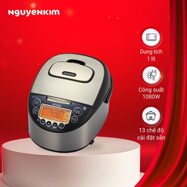 Nồi cơm điện tử cao tần Tiger 1 lít JKT-F10W Xám Đen - Ảnh 1