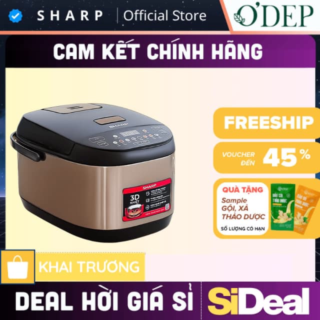 Nồi cơm điện tử Sharp 1.8 lít 790W, công nghệ nấu 3D KS-TH18E2O-RS - SIDEAL SIA - Ảnh 5