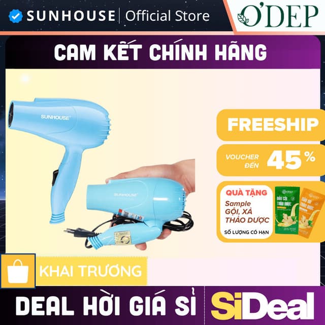 Máy sấy tóc Sunhouse mini SHD2305 Chính hãng, 2 tốc độ tay cầm gấp gọn đem đi du lịch giá rẻ - SIDEAL SIA - Ảnh 11