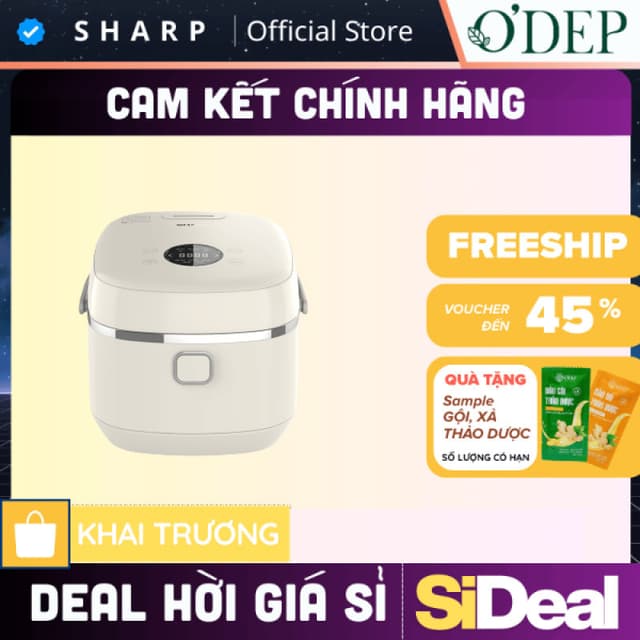 Nồi cơm điện cao tần Sharp 1.8 lít 1300W, cảm ứng có màn hình KS-IH18IX-WH - SIDEAL SIA - Ảnh 1
