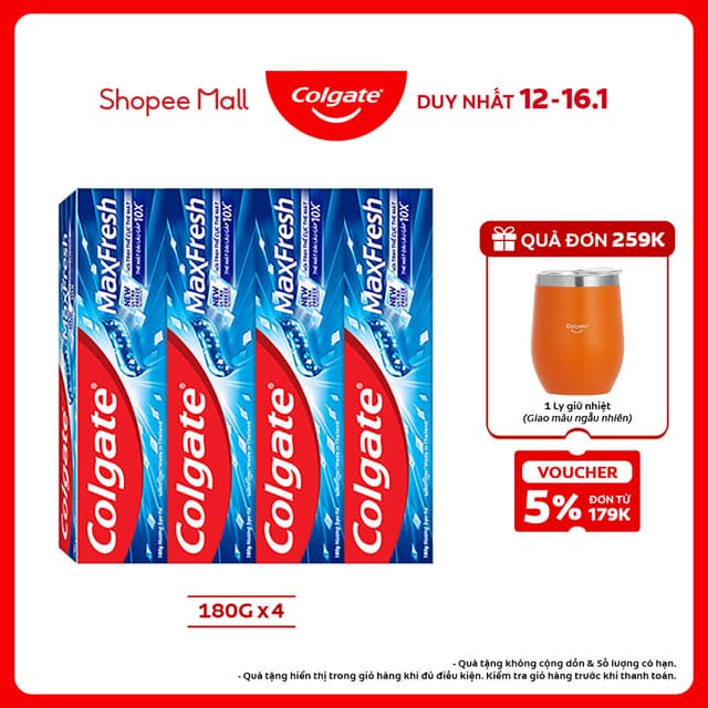 Bộ 4 Kem đánh răng Colgate Maxfresh ULTRA FREEZE the mát gấp 10X 180g/tuýp - Ảnh 9
