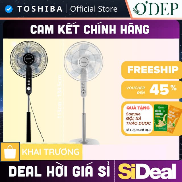 Quạt đứng Toshiba 50W 5 cánh 3 mức gió, Hàng chính hãng, hẹn giờ tắt, góc đảo gió rộng 85 độ F-LSA10(H)VN - SIDEAL SIA - Ảnh 7