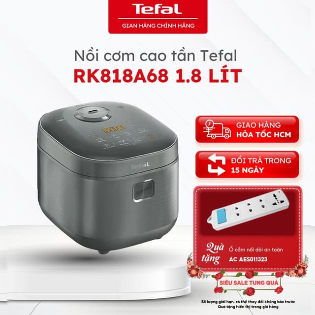 Nồi cơm cao tần Tefal RK818A68 1.8 lít, 1200W, 9 chế độ nấu, Lòng nồi 2mm |Bảo hành 24 tháng - Ảnh 6