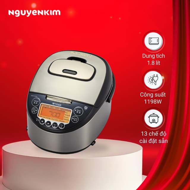 Nồi cơm điện tử cao tần Tiger 1.8 lít JKT-F18W Xám Đen - Ảnh 3