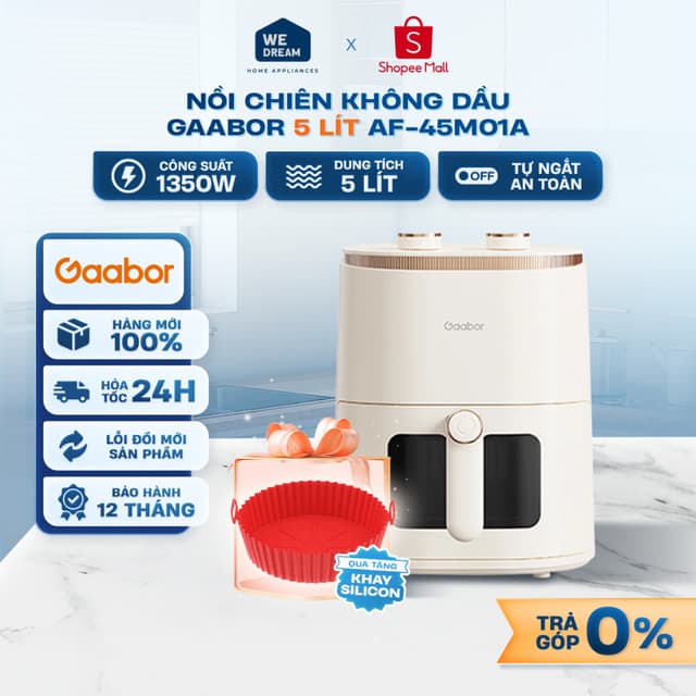 AF-45M01A - Nồi Chiên Không Dầu Gaabor 5 Lít AF-45M01A 1400W - Hàng Chính Hãng, Mới 100% - Ảnh 6