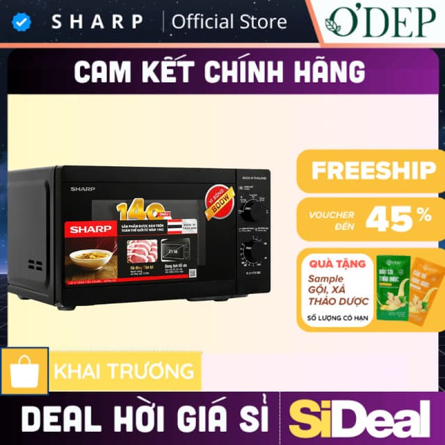 Lò vi sóng cơ Sharp R-211TV-SL/BK 21 lít Chính hãng công suất 800W, 5 mức nhiệt - SIDEAL SIA - Ảnh 9