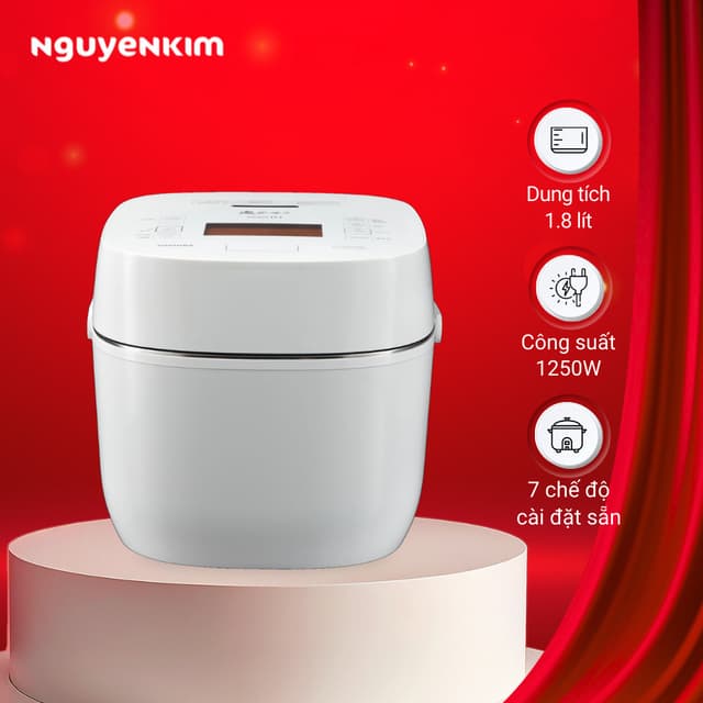 Nồi cơm cao tần áp suất chân không Toshiba 1.8 lít RC-18VXWVN(W) - Ảnh 2