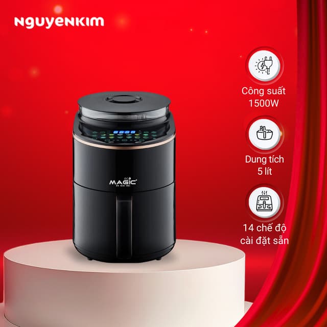Nồi chiên không dầu kết hợp hấp Magic Eco 5 lít S05 - Ảnh 1