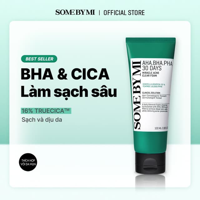 [SOME BY MI] Sữa Rửa Mặt AHA-BHA-PHA 30 Days Miracle Acne Clear Foam Làm Sạch Sâu Cho Da Dầu Mụn nhạy cảm 100ml - Ảnh 3