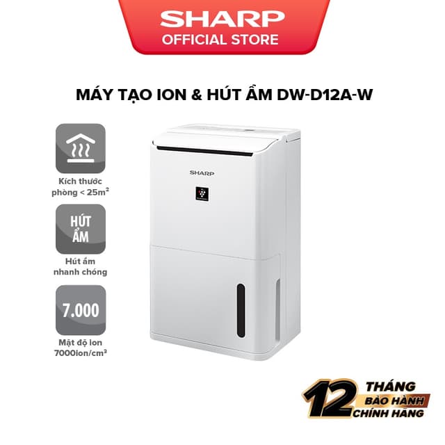 Máy tạo Plasmacluster ION và hút ẩm DW-D12A-W Sharp  [Diện tích 25 m2, Có tính năng hẹn giờ, hong khô quần áo] - Ảnh 11