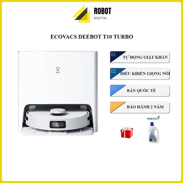 Robot hút bụi lau nhà Ecovacs Deebot T10 Turbo - Robot tự giặt khăn cao cấp - Ảnh 5
