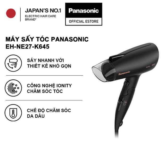 Máy sấy tóc Panasonic EH-NE27-K645 - Công nghệ ionity - Hiệu quả sấy lên tới 2000W - Ảnh 3
