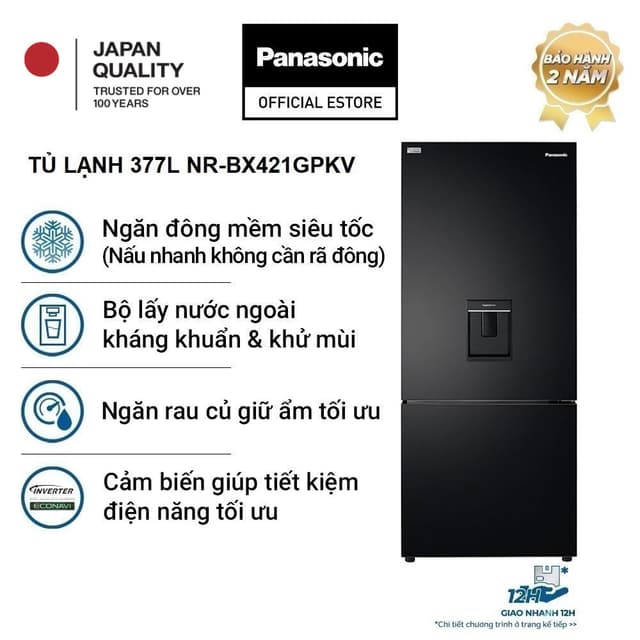 [TRẢ GÓP 0%] Tủ Lạnh Panasonic Inverter 377 lít NR-BX421GPKV Đông mềm Lấy nước ngoài - Ảnh 3