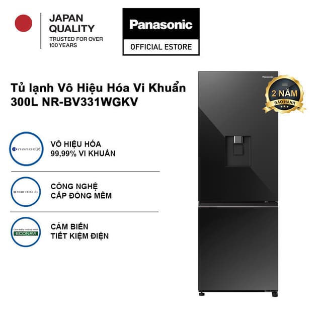 [TRẢ GÓP 0%] [Sẵn hàng miền Bắc] Tủ lạnh Panasonic Inverter 300 lít NR-BV331WGKV Đông mềm Làm đá tự động nanoe™ X - Ảnh 7