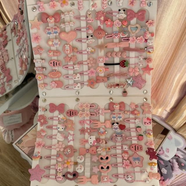 Sét 50 kẹp tóc màu hồng mầu xanh mẫu mới dành cho bé yêu bé điệu phong cách hàn quốc, phụ kiện tóc sile - Ảnh 2